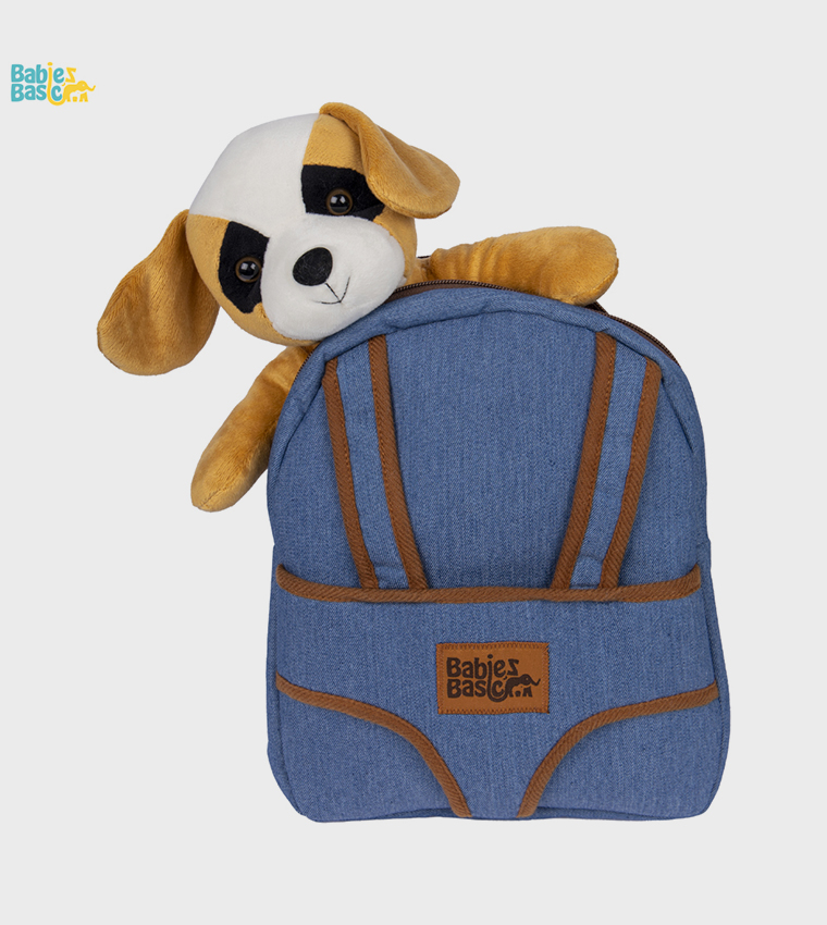 Logo Badge Backpack with Detachable Teddy