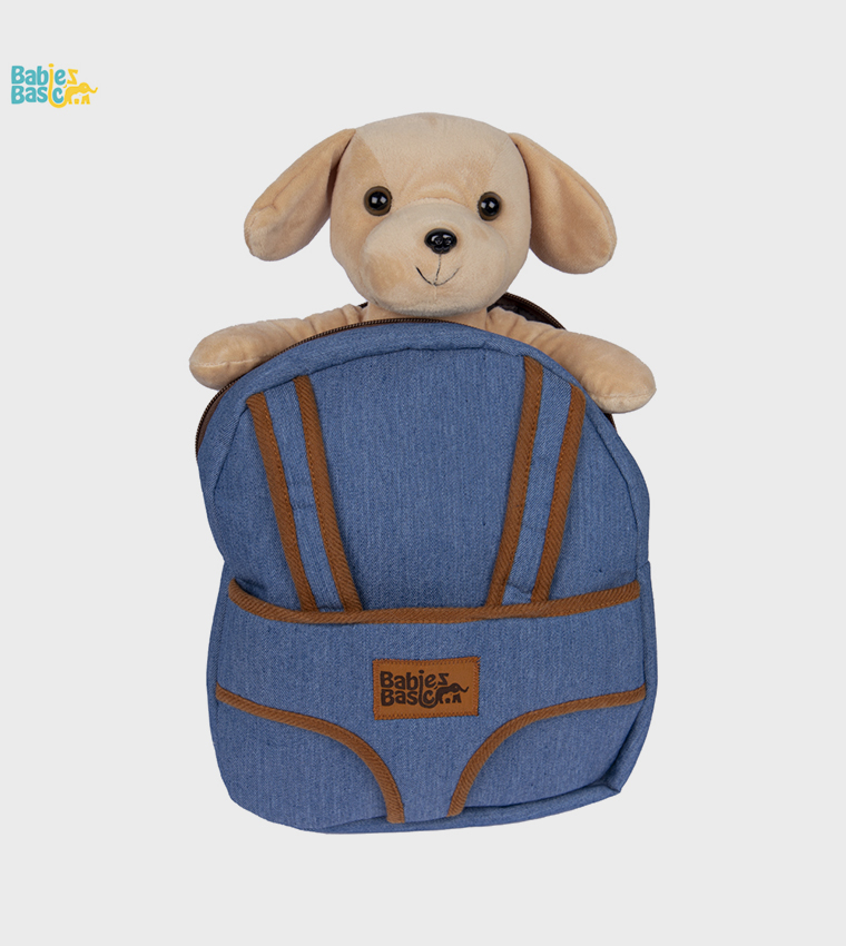 Logo Badge Backpack with Detachable Teddy