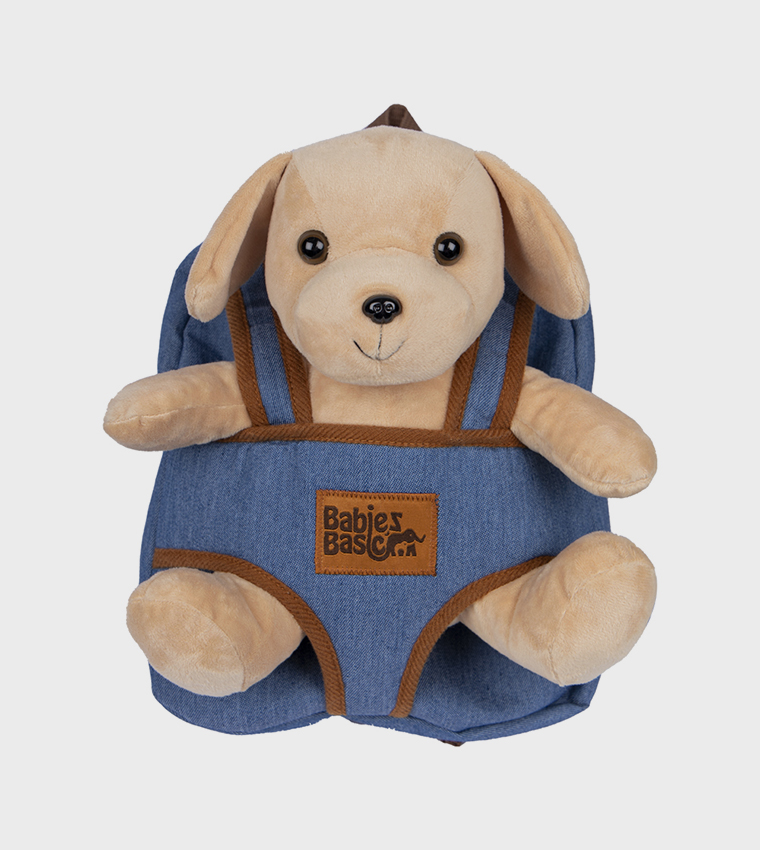 Logo Badge Backpack with Detachable Teddy