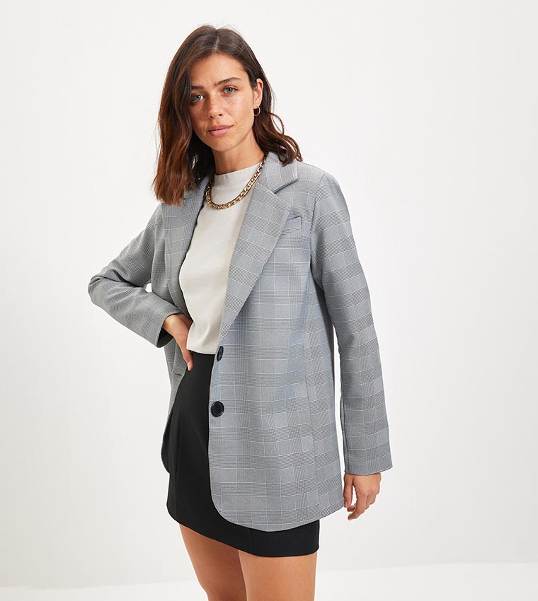 Plaid Check Blazer Jacket