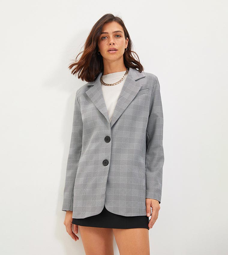Plaid Check Blazer Jacket