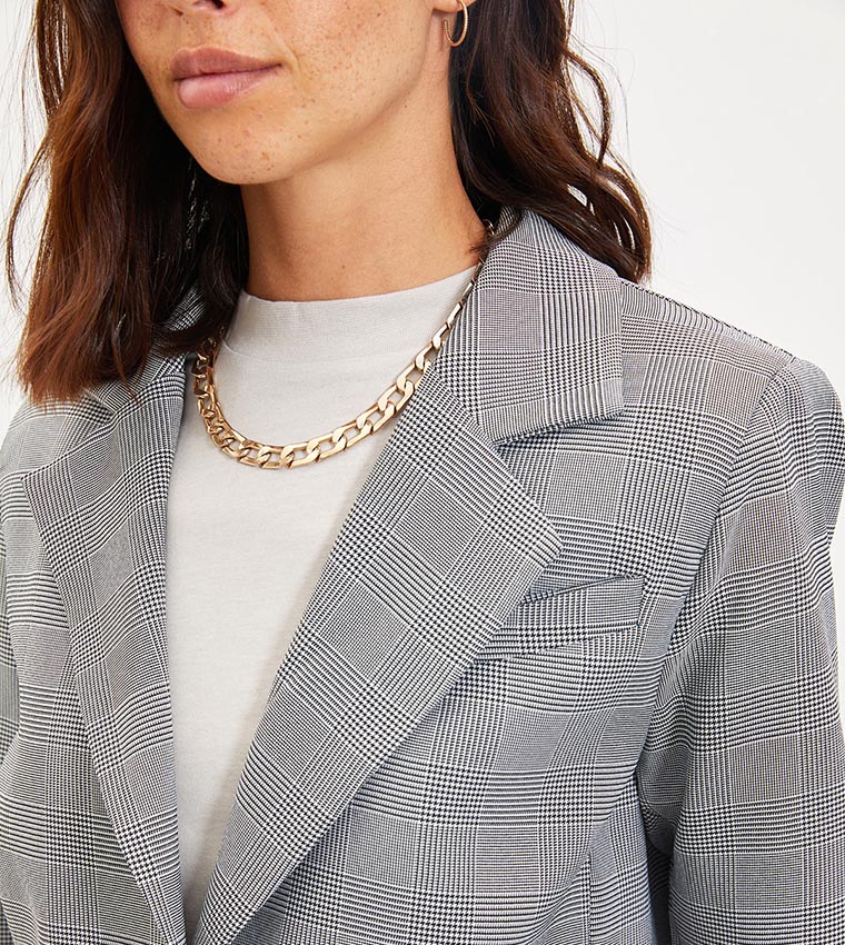 Plaid Check Blazer Jacket