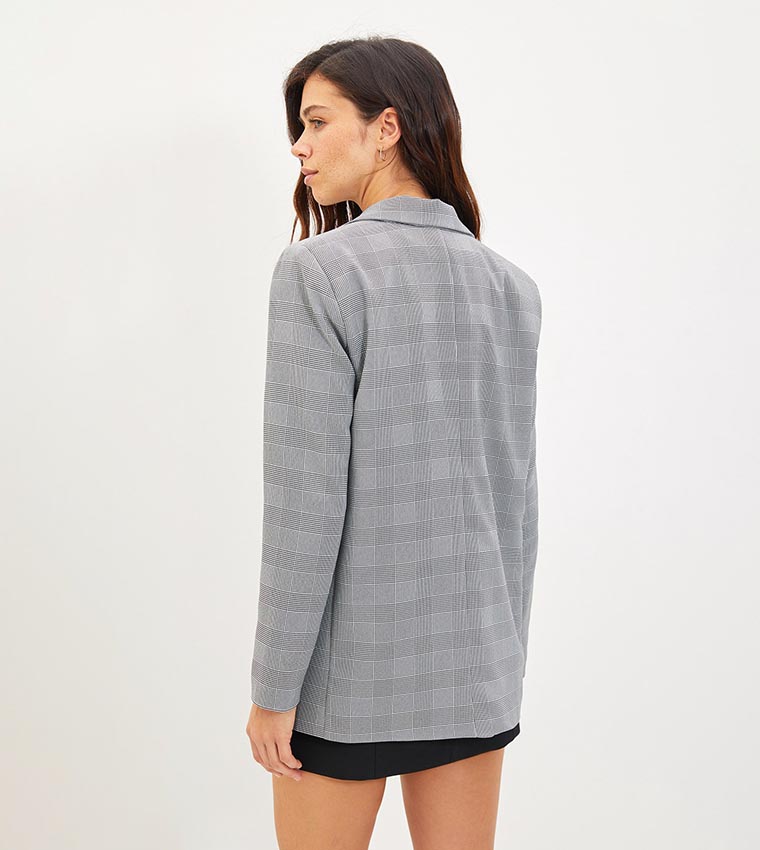 Plaid Check Blazer Jacket