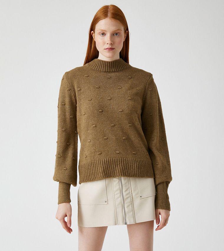 Buy Koton Stand Up Collar Sweater In Green | 6thStreet Oman