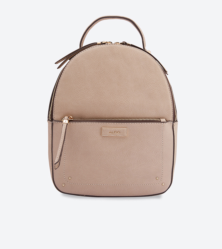 Buy Aldo Front Pocket Details Edrora Top Zip Backpack Taupe  display picture 1