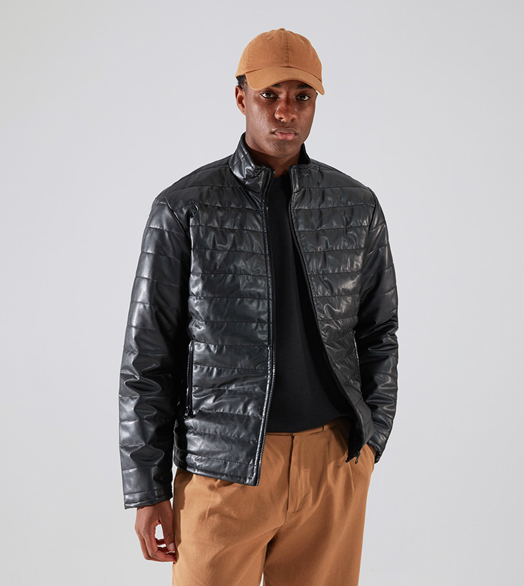 Black Quilted Puffer Jacket main image 1