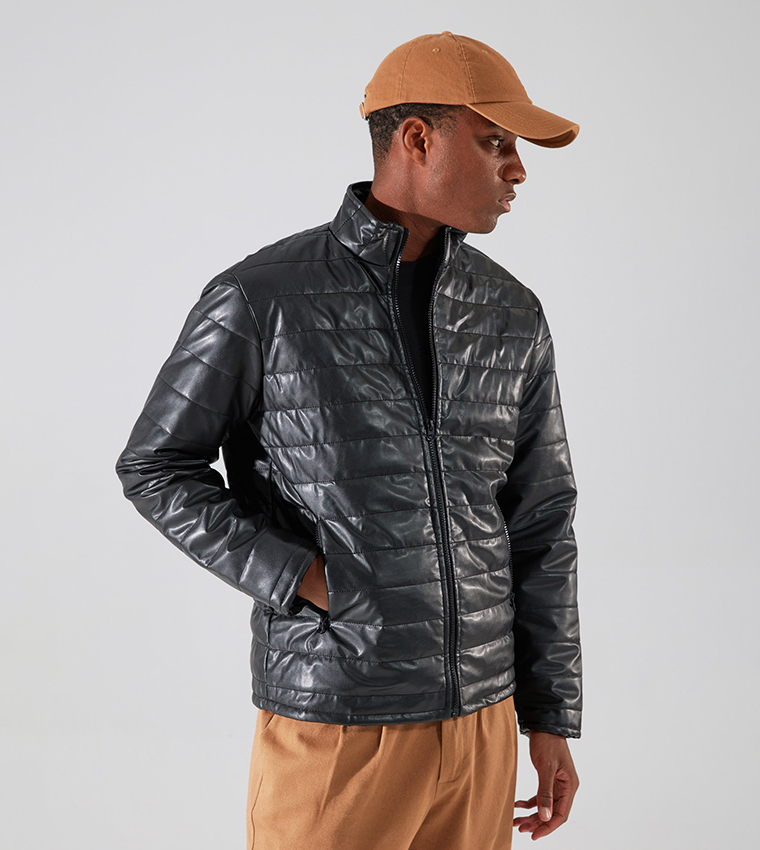 Padded Puffer Quilted Pullover Black main image 1