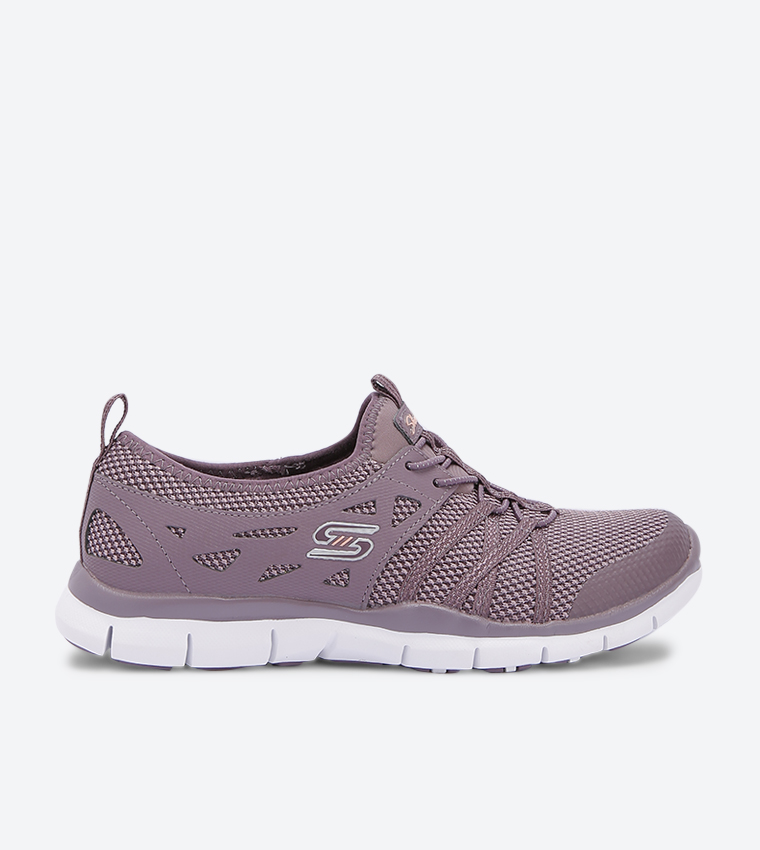 Buy Skechers Gratis Mesh Detail Round Toe Sneakers Purple In