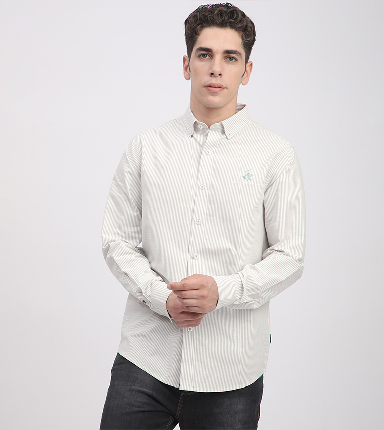 Striped Button-Down Collar Shirt