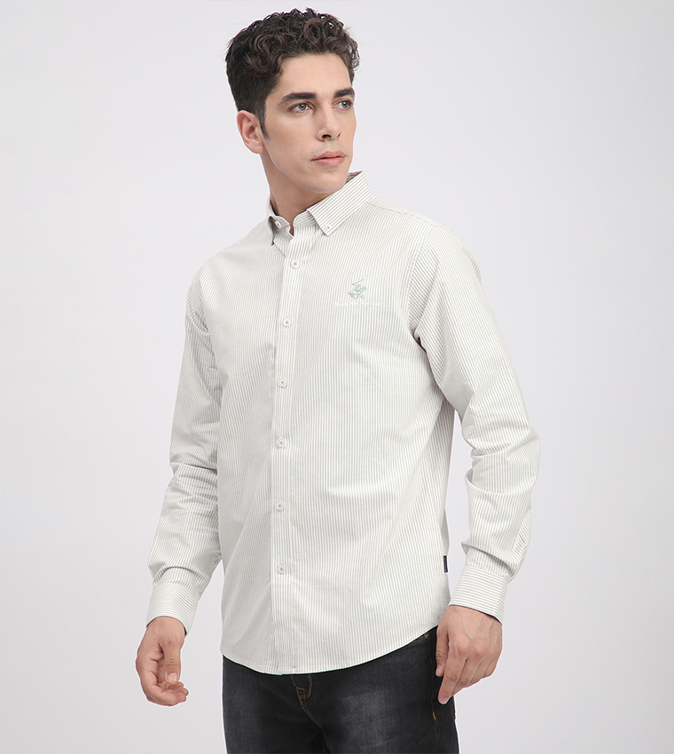 Striped Button-Down Collar Shirt