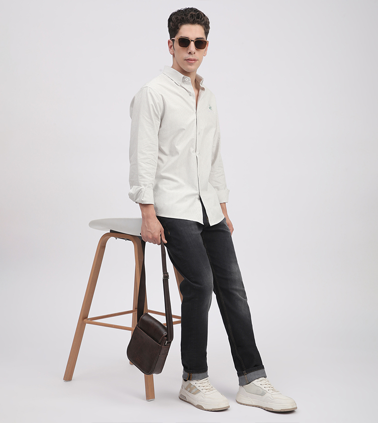 Striped Button-Down Collar Shirt