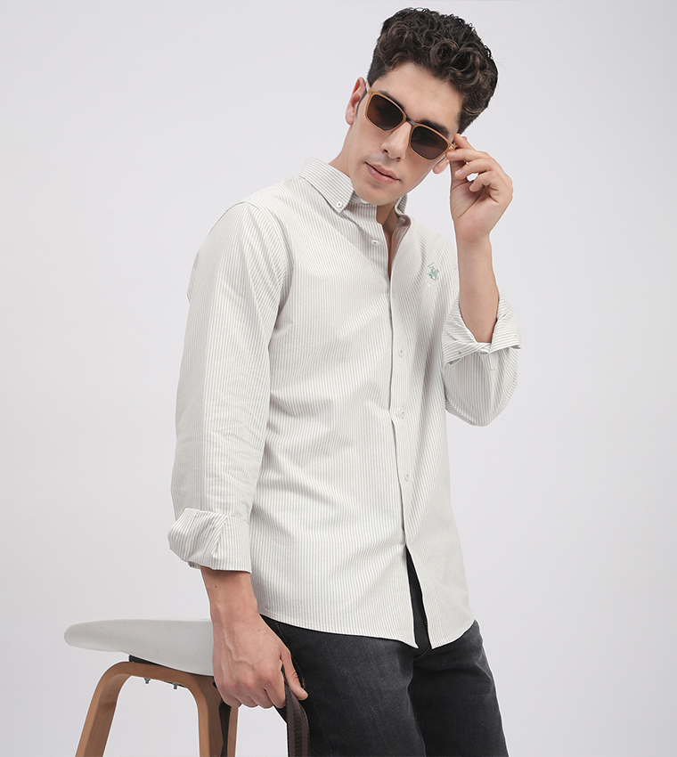 Striped Button-Down Collar Shirt