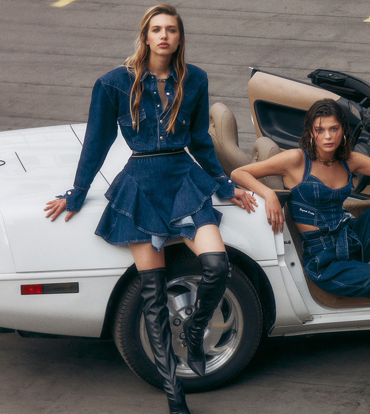 Mini Denim Ruffle Dress