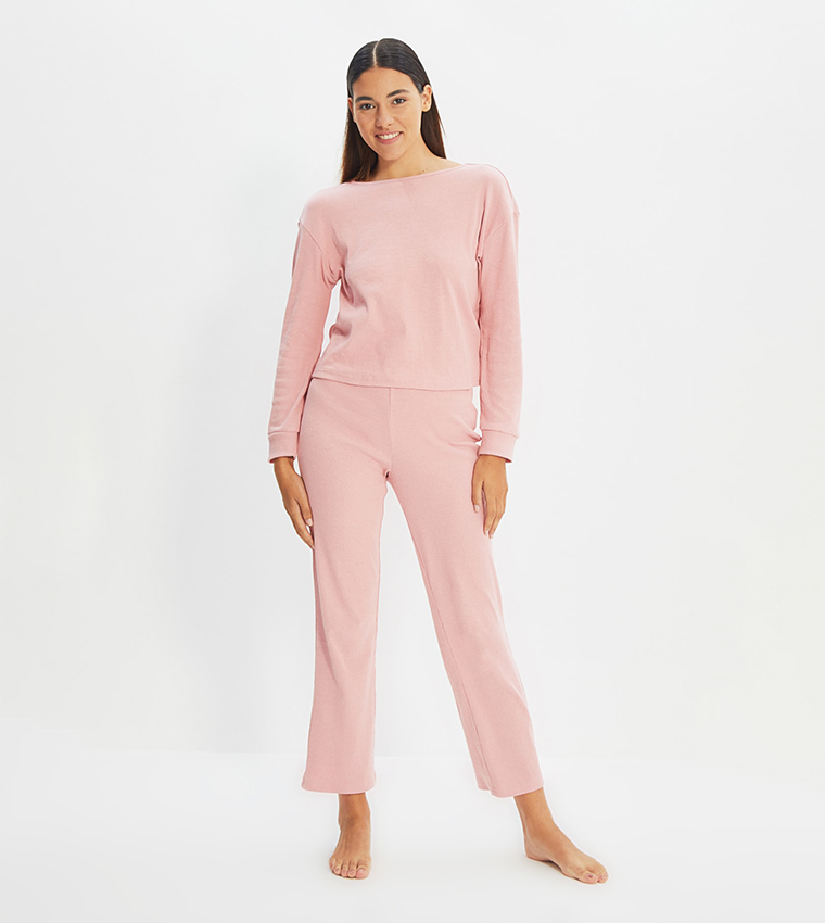 Buy Trendyol Basic Night Suit In Pink | 6thStreet UAE