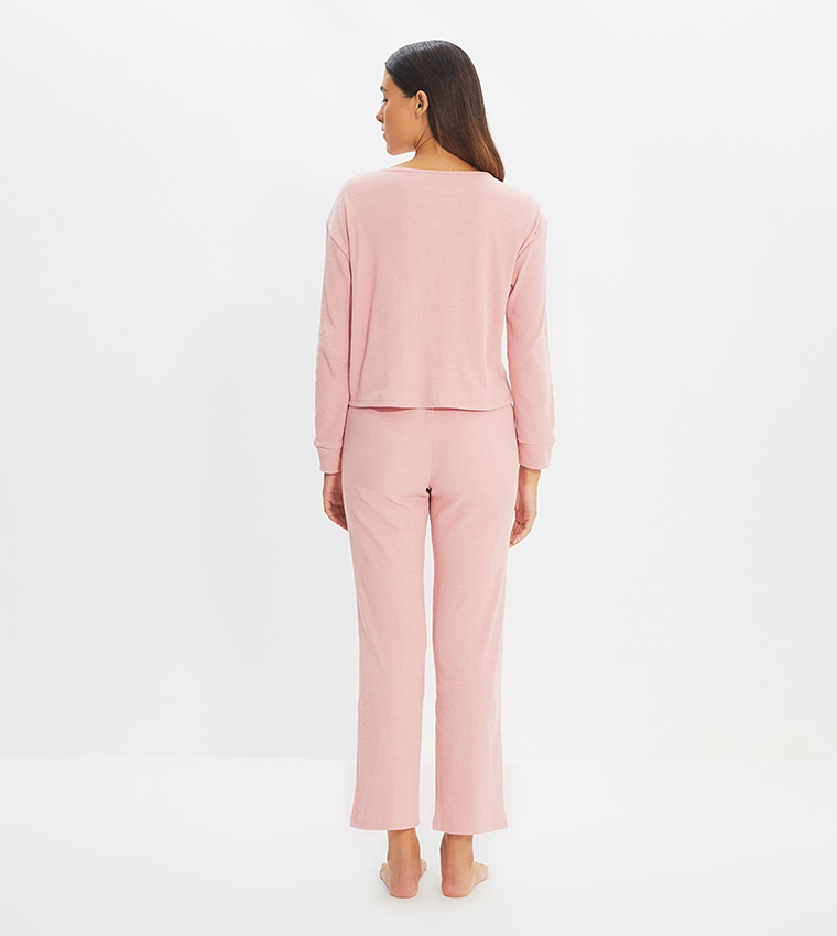 Buy Trendyol Basic Night Suit In Pink | 6thStreet UAE