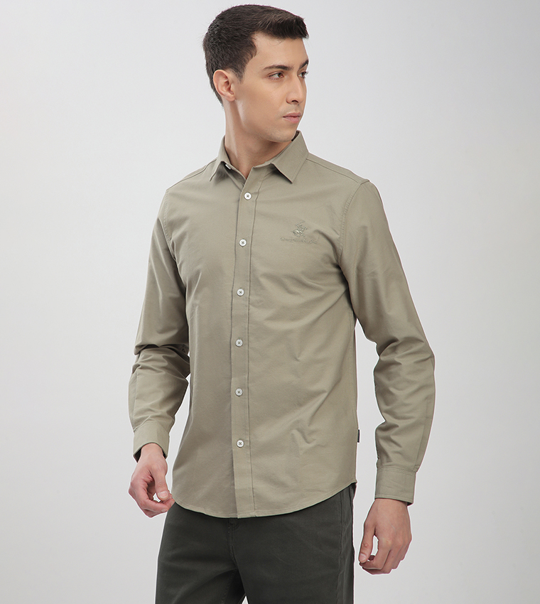 Logo Embroidered Long Sleeves Shirt