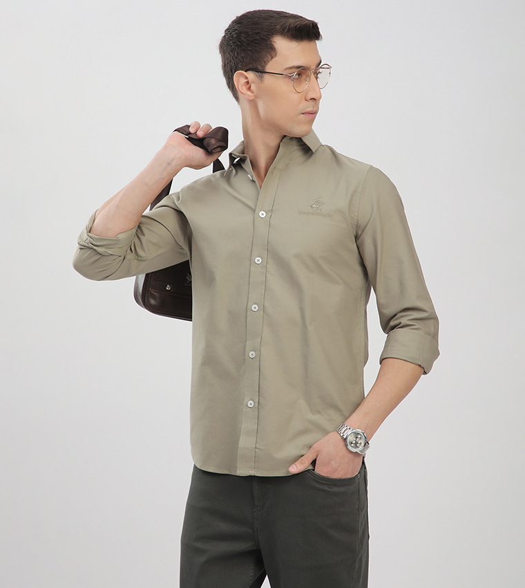 Logo Embroidered Long Sleeves Shirt