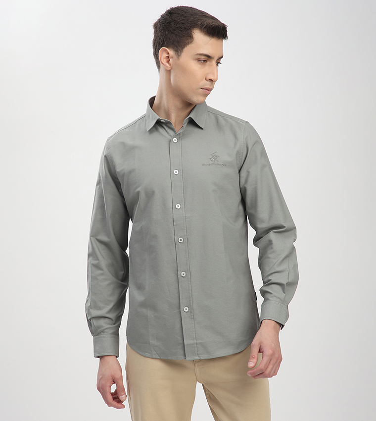 Logo Embroidered Long Sleeves Shirt