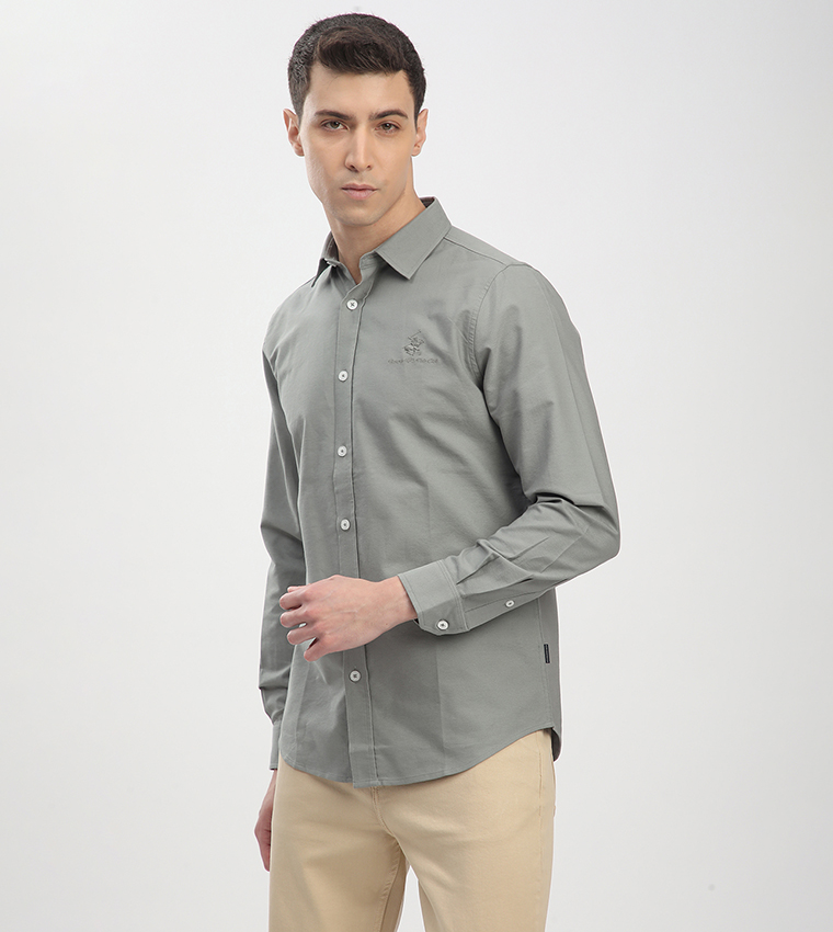 Logo Embroidered Long Sleeves Shirt