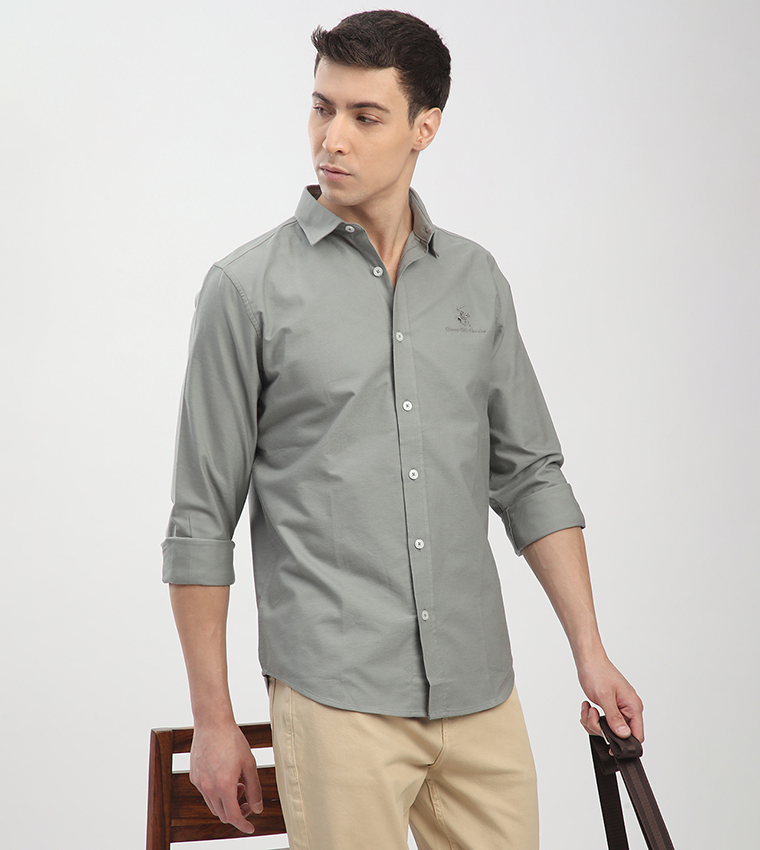 Logo Embroidered Long Sleeves Shirt