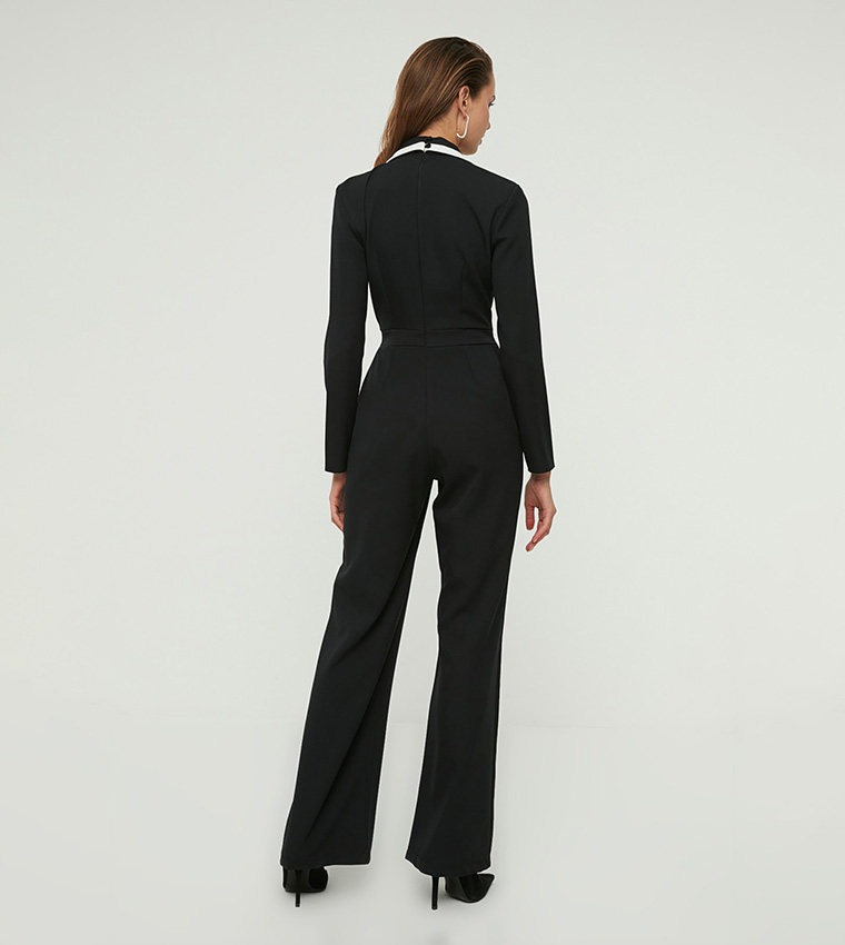 VOLT CLOTHİNG Women's Black Pocket Strap Casual Flowy Jumpsuit - Trendyol