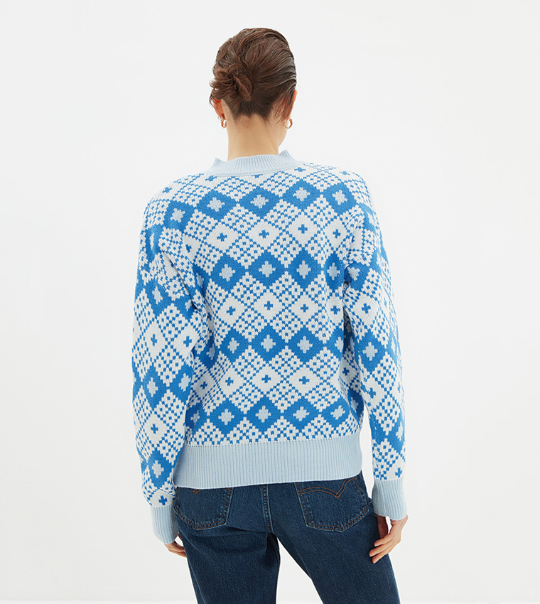 Buy Trendyol Jacquard Knit Jumper In Blue | 6thStreet UAE