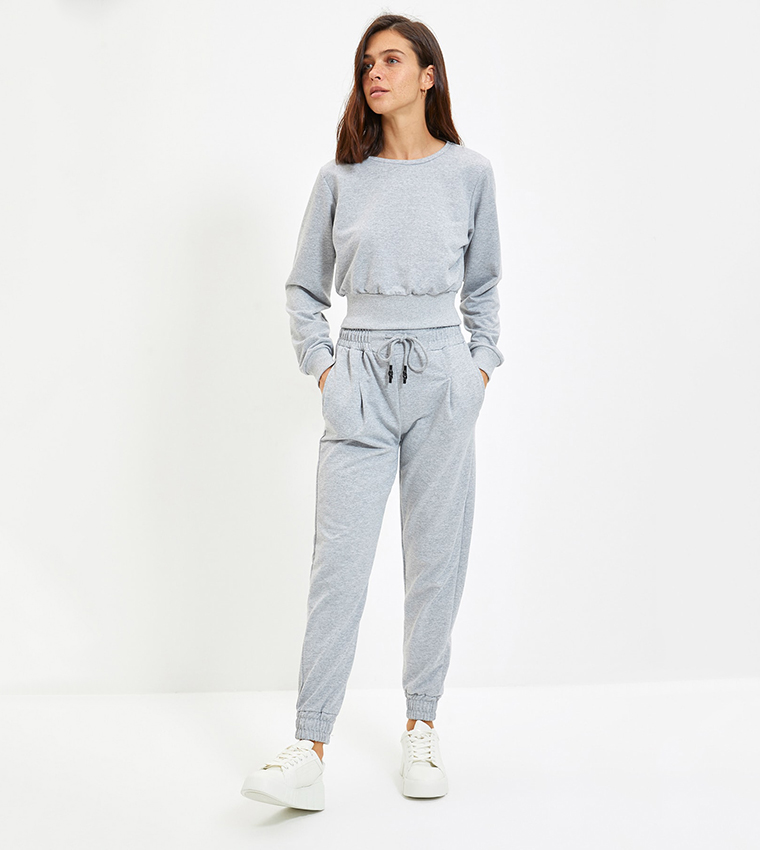 Buy Trendyol Basic Regular Fit Tracksuit In Grey | 6thStreet Kuwait
