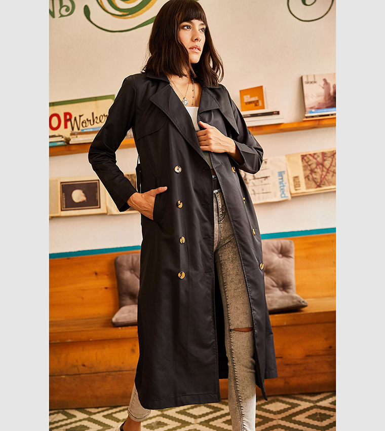 Unlined Trench Coat with Pocket