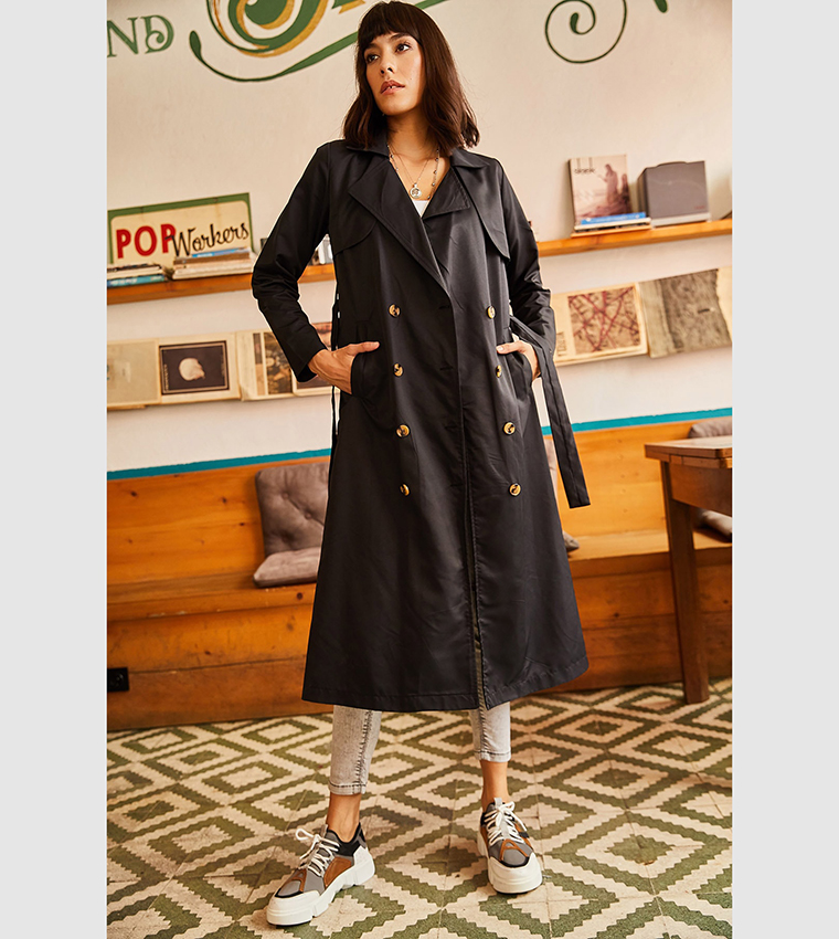 Unlined Trench Coat with Pocket