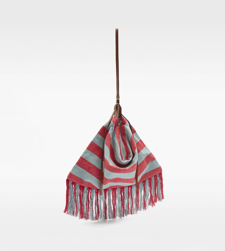 Striped Cotton Shoulder Bag