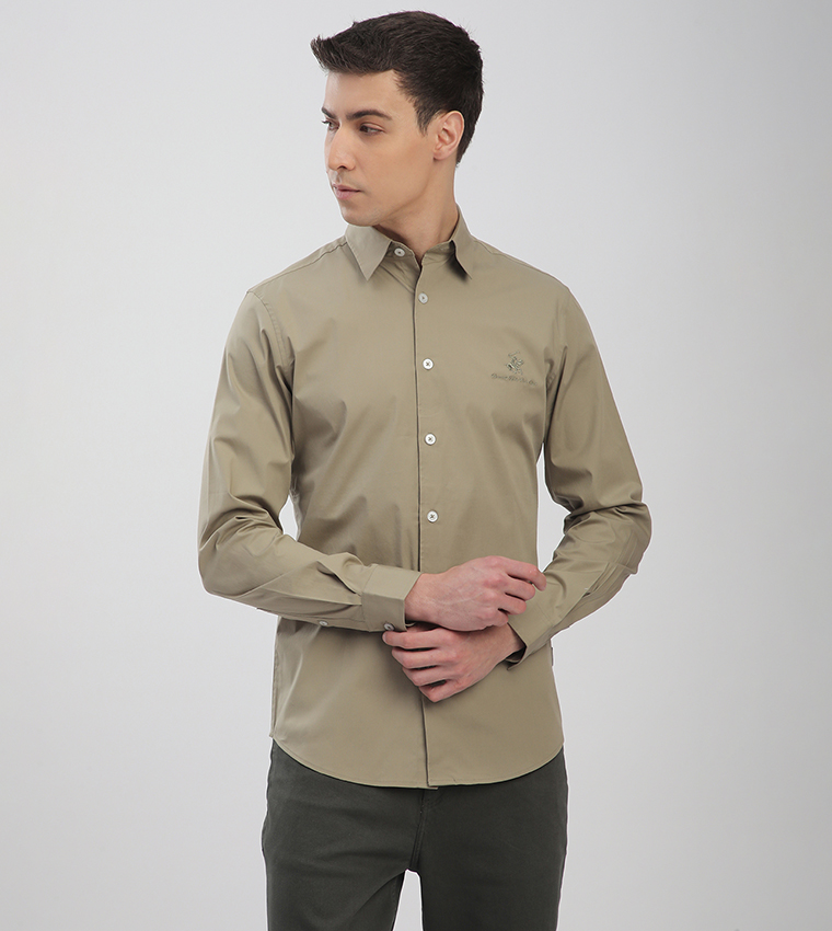 Logo Embroidered Long Sleeves Shirt
