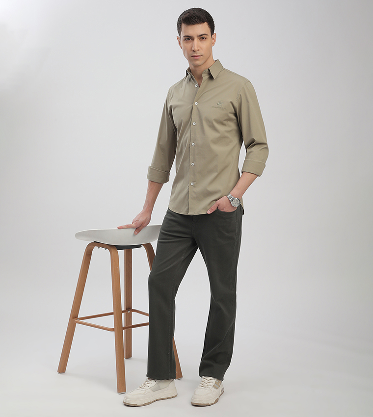 Logo Embroidered Long Sleeves Shirt