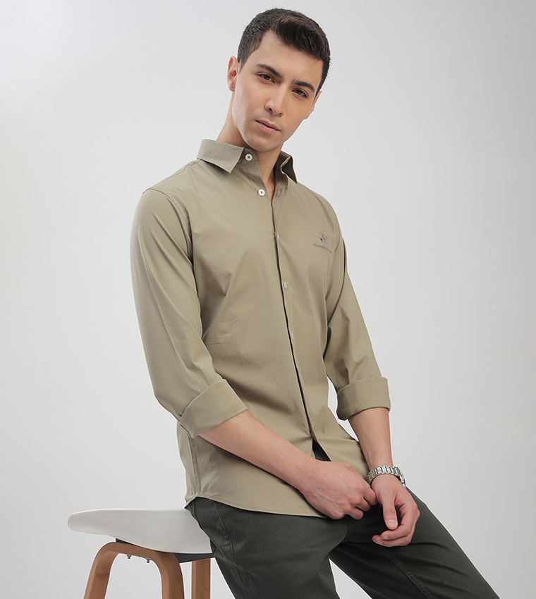 Logo Embroidered Long Sleeves Shirt