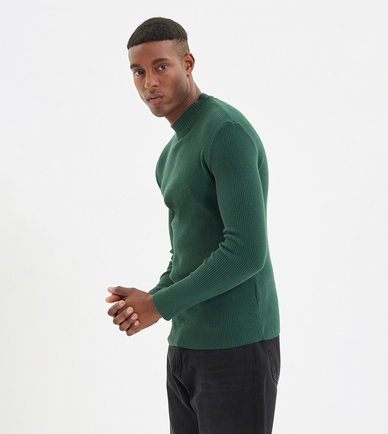 Buy Trendyol Half Corduroy Knit Sweater In Green | 6thStreet UAE