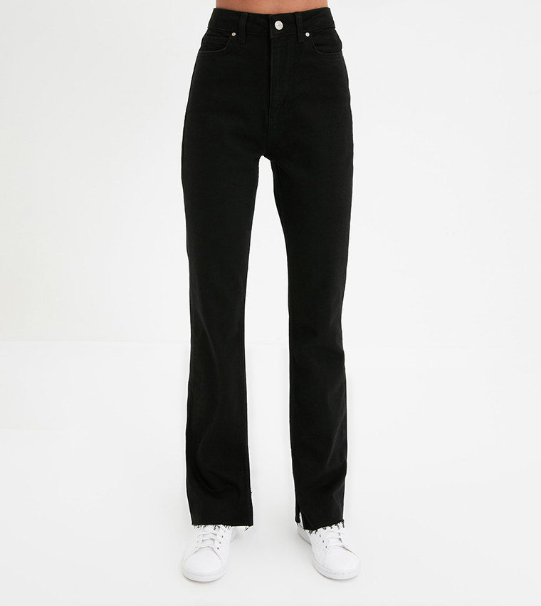 Slit High Waist Slim Flared Jeans