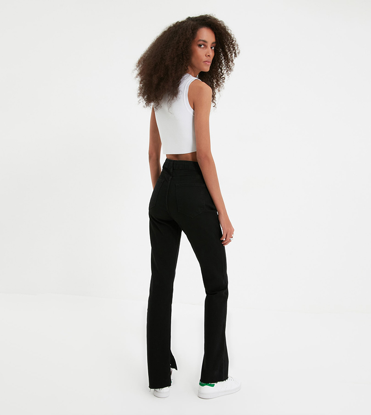 Slit High Waist Slim Flared Jeans