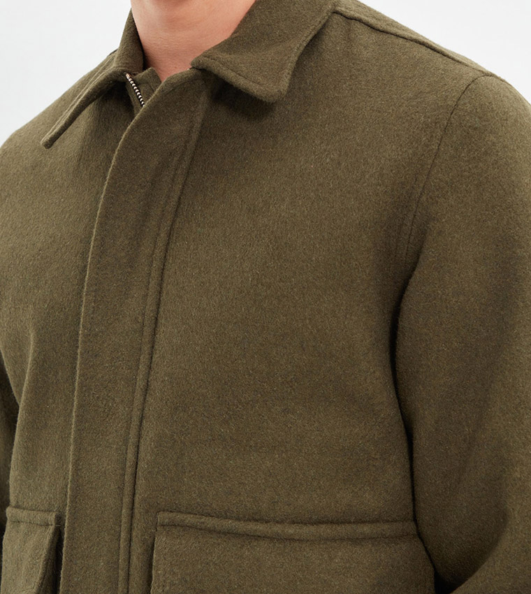 Buy Trendyol Regular Fit Basic Coat In Khaki | 6thstreet Qatar