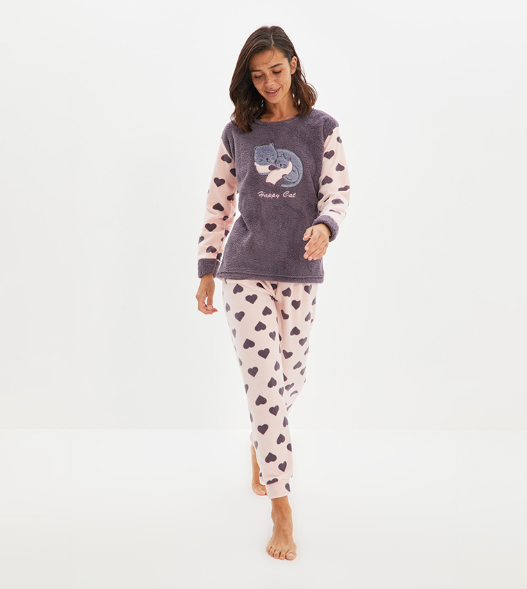 Buy Trendyol Solid Plush Night Suit In Multiple Colors | 6thStreet UAE
