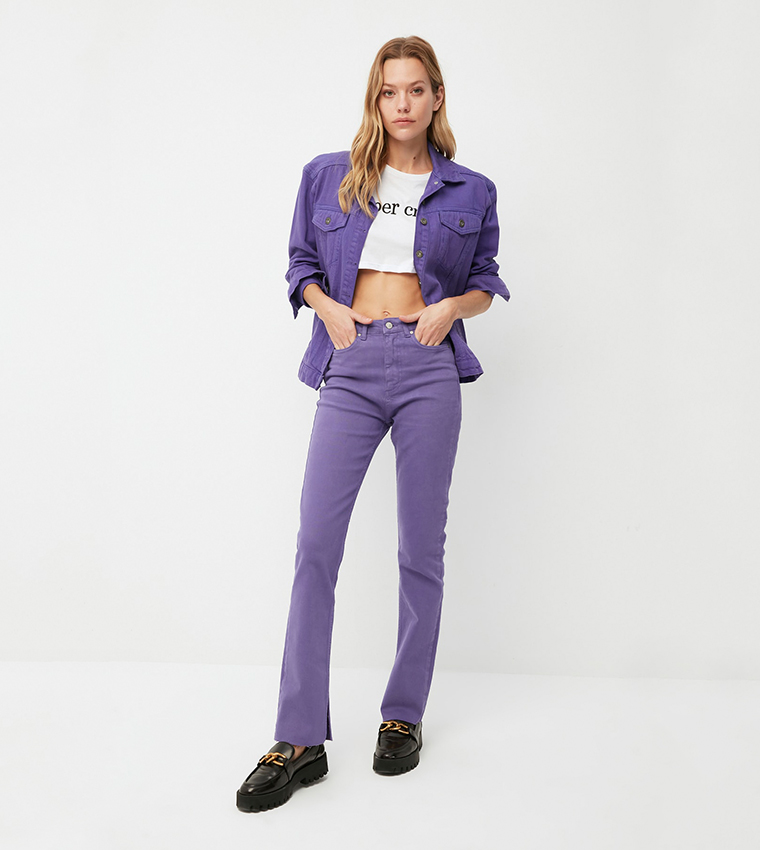 Slit High Waist Slim Flare Jeans