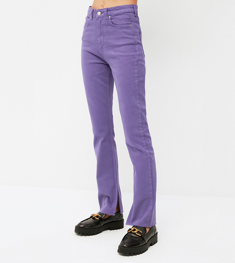 Slit High Waist Slim Flare Jeans