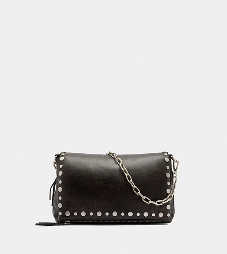 Faux Leather Studded Shoulder Bag