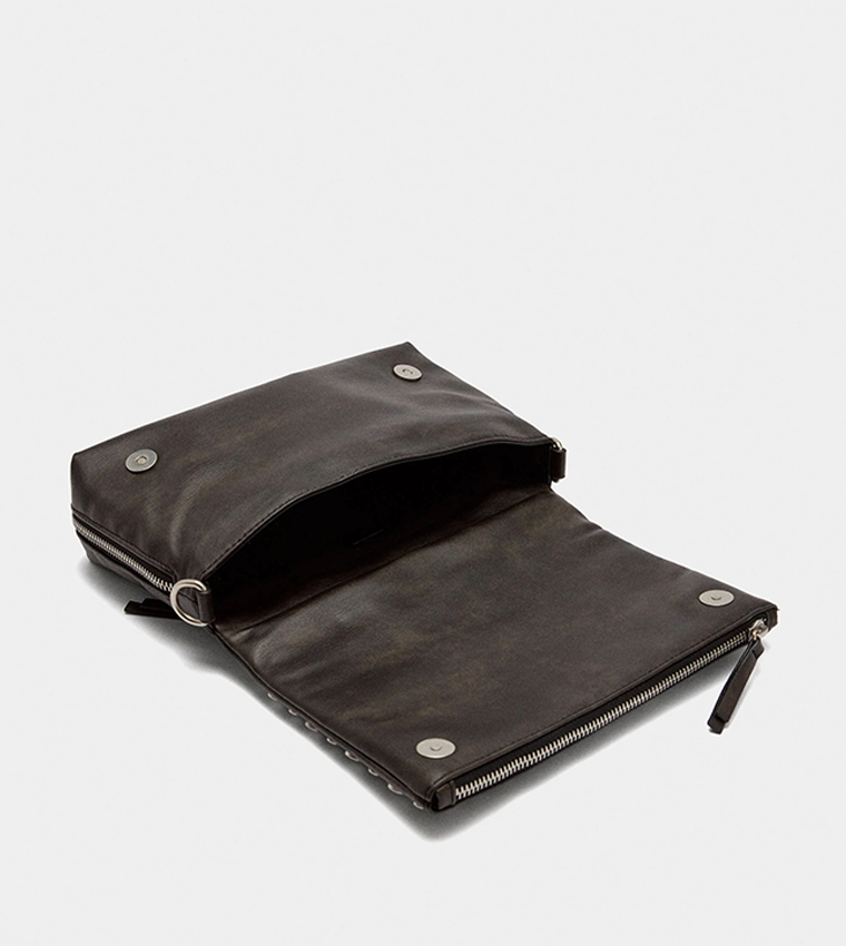 Faux Leather Studded Shoulder Bag