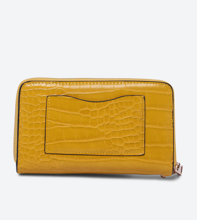 Buy Aldo Aforeri Double Zip Around Wristlet Wallet Yellow In Yellow 6thStreet Qatar