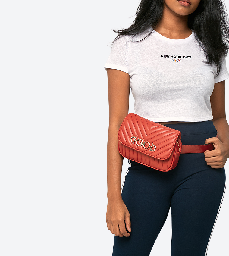 Buy Aldo Quilt Detail Asaocien Fanny Pack Red In Red 6thStreet Oman