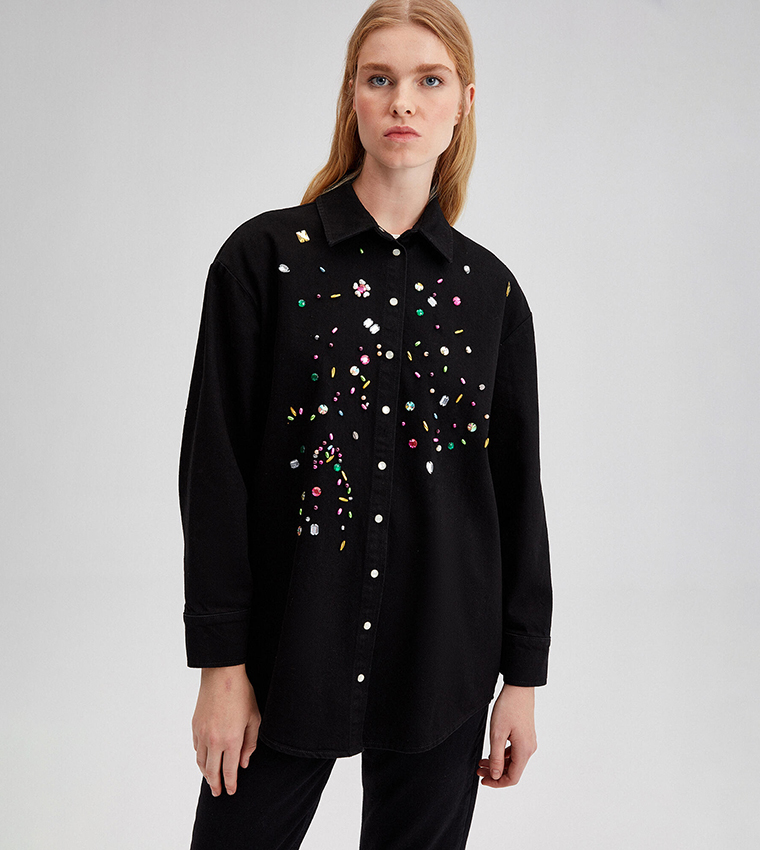 EMBELLISHED DENIM SHIRT