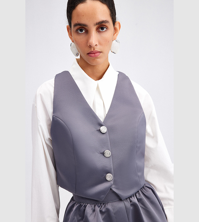 Buy Touché Satin Vest And Skirt Set In Grey 6thStreet UAE