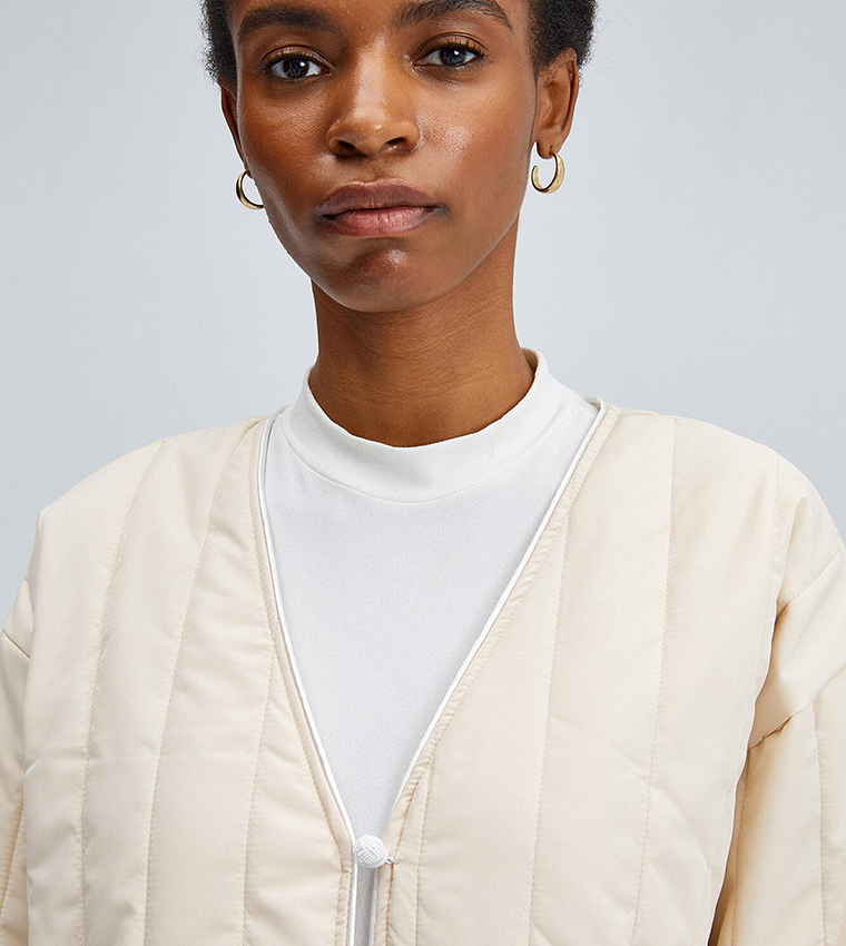Buy Touché Piping Detail Quilted Jacket In Beige 6thStreet UAE