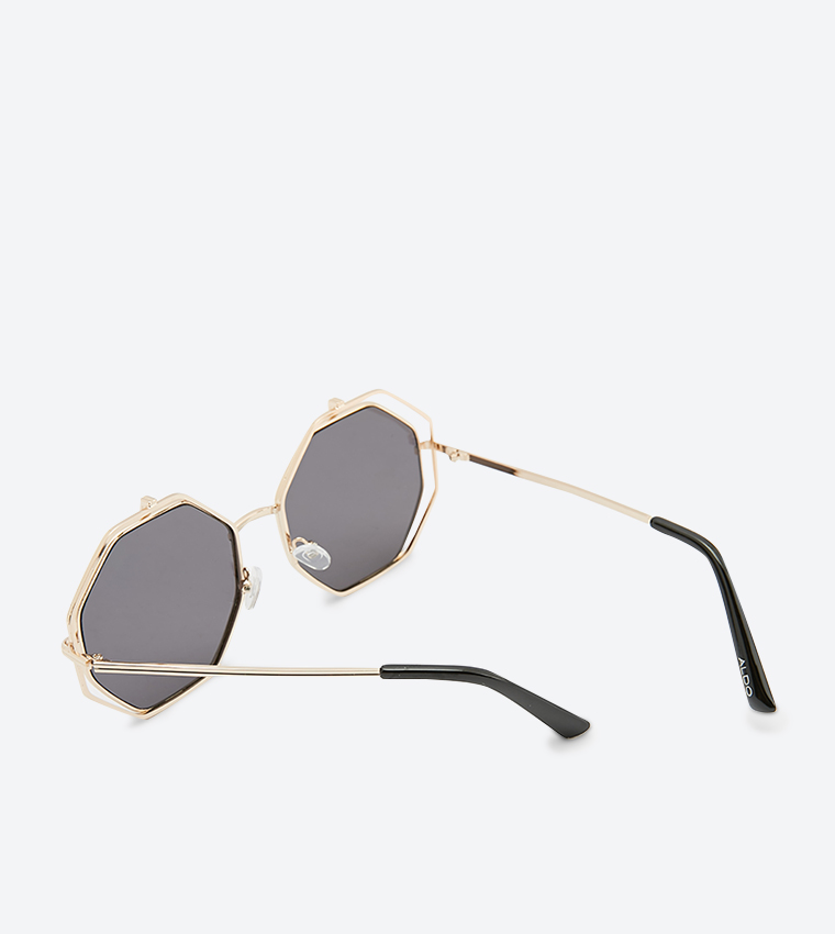 Naralith Octagon Frame Stylish Sunglasses - Black