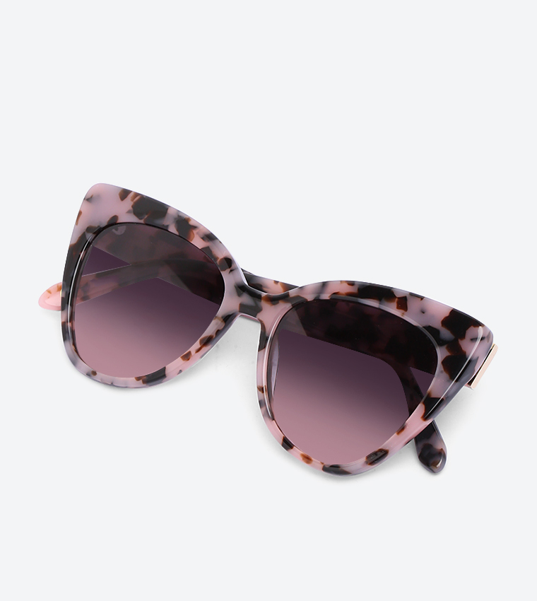 نظارة شمسية بتصميم عين القطة باللون الزهري 