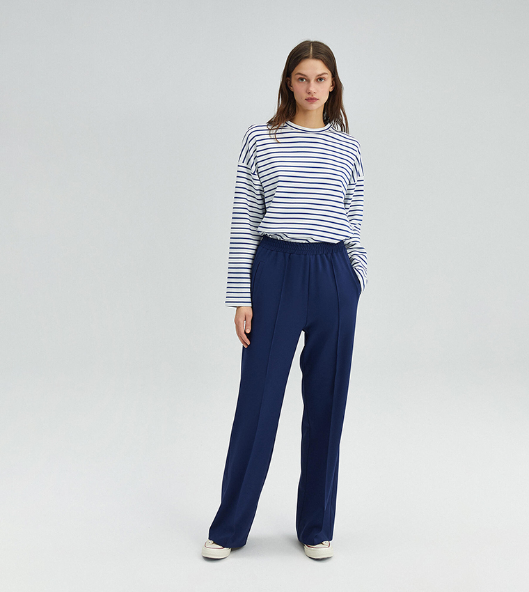 Stitch Detail Crepe Trousers